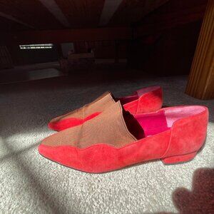 Wonderful Unique Charles Jourdan Suede Flats with Brown Top Size 6.5 or 7